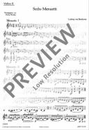 Beethoven, Ludwig van : 6 Menuetti, - 2 Violins and Bass (Violoncello), Piano ad libitum - Schott D additional images 1 2