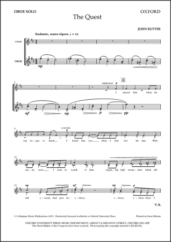 Rutter: The Quest for SATB (with divisions), Oboe Solo (OUP DIGITAL)
