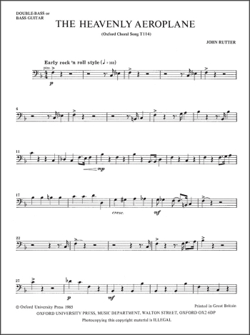 Rutter: The heavenly aeroplane Double Bass or Bass Guitar Part  (OUP DIGITAL)