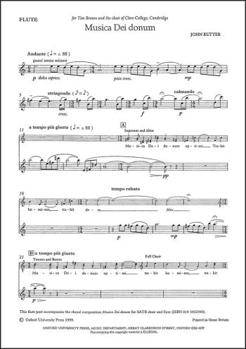 Rutter: Musica Dei donum A choral song in praise of the power of music  (OUP DIGITAL)