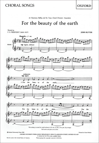 Rutter: For The Beauty Of The Earth Vocal  SA Vocal (OUP) Digital Edition