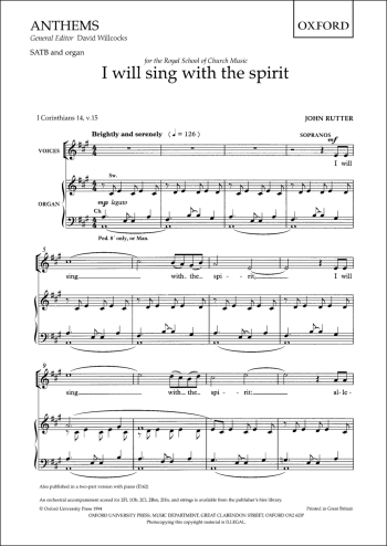 Rutter: I Will Sing With The Spirit: Vocal SATB (OUP) Digital Edition