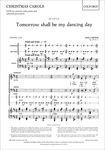Gardner: Tomorrow Shall Be My Dancing Day: Voca;l SATB  (OUP) Digital Edition