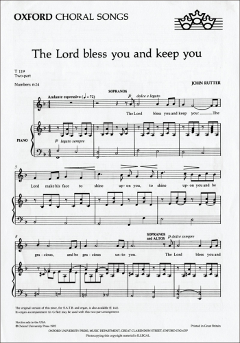 Rutter: Lord Bless You And Keep You The: Vocal SA (OUP) Digital Edition