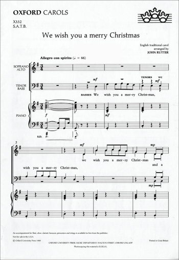 Rutter: We Wish You A Merry Christmas: Vocal SATB  (OUP) Digital Edition