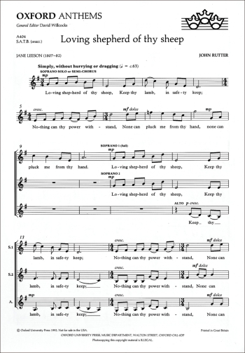 Rutter: Loving Shepherd Of Thy Sheep Vocal SATB (OUP) Dgital Edition