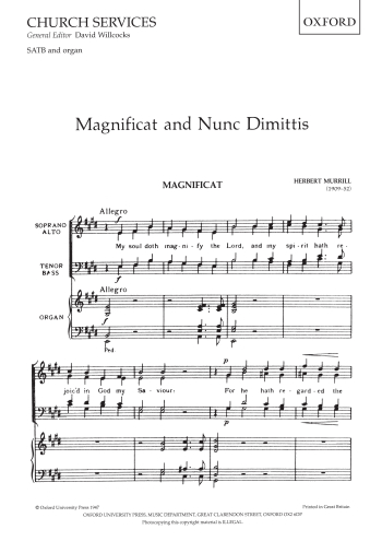 Murrill: Magnificat And Nunc Dimittis For SATB And Organ (OUP DIGITAL)