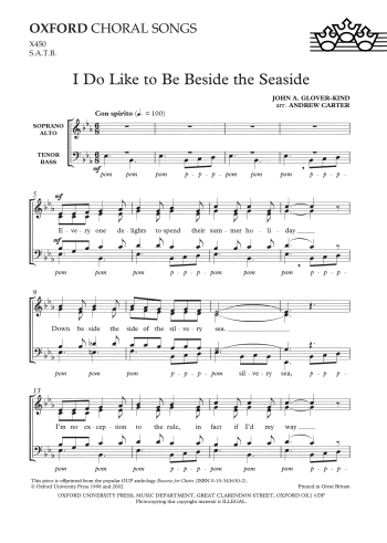 Carter: I Do Like To Be Beside The Seaside: Vocal SATB  (OUP) Digital Edition