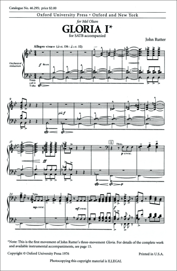 Rutter: Gloria 1 Vocal: Vocal Satb (OUP) Digital Edition