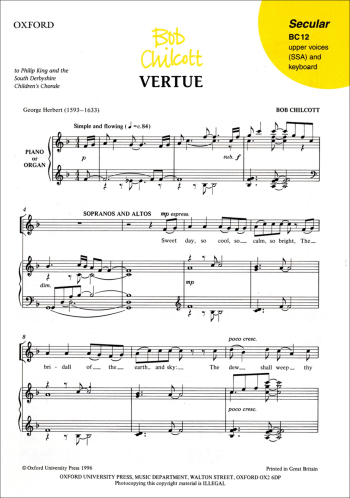 Chilcott: Vertue for SS(A) and piano or organ (OUP) Digital Edition