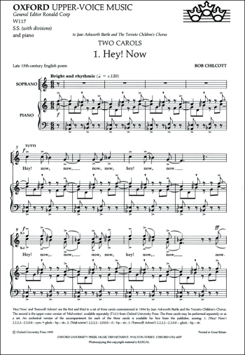 Chilcott: Hey! now and Farewell! Advent two settings for SS and piano (OUP) Digital Edition