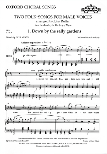 Rutter: Two folk-songs for male voices from The Sprig of Thyme A suite (OUP) Digital Edition