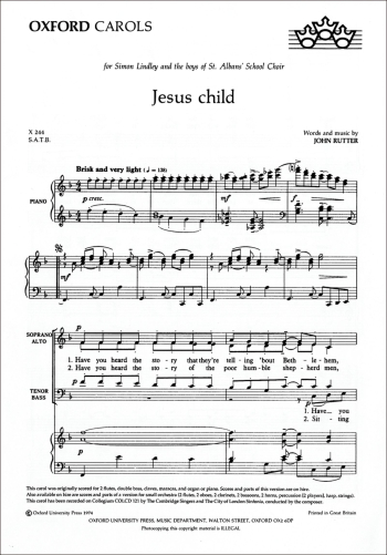 Rutter: Jesus Child: Vocal SATB & Piano (OUP) Digital Edition