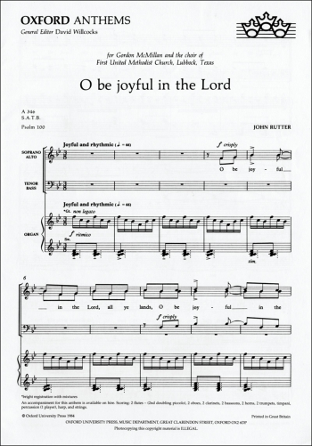 Rutter: O Be Joyful In The Lord: Vocal SATB  (OUP) Digital Edition