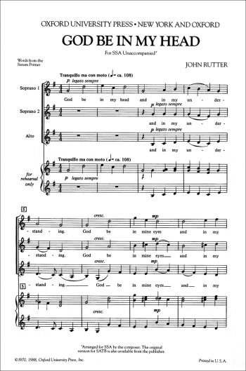 Rutter: God Be In My Head: Vocal SSA  (OUP) Digital Edition