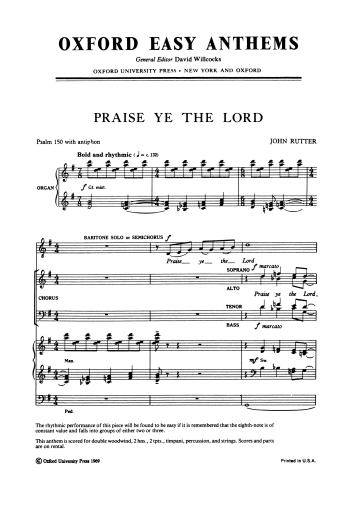 Rutter: Praise ye the Lord Anthem for SATB  (OUP) Digital Edition