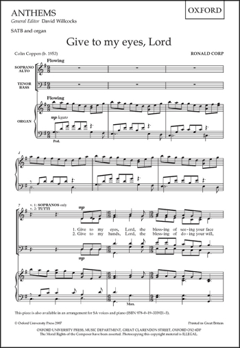 Corp: Give to my eyes, Lord for SATB and piano (OUP) Digital Edition