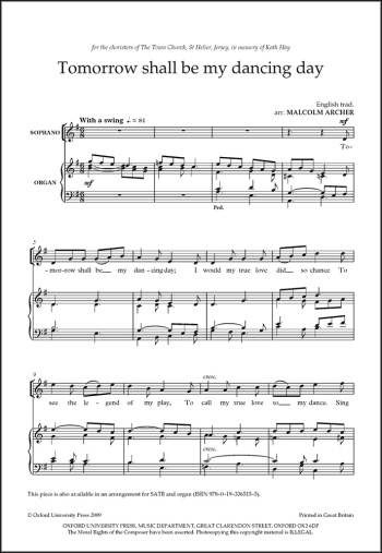 Archer: Tomorrow Shall Be My Dancing Day: SS: Vocal (OUP) Digital Edition