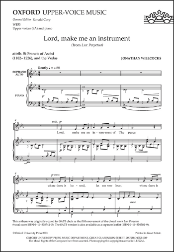 Willcocks: lord Make Me An Instrument-upper Voices (w153) (OUP) Digital Edition