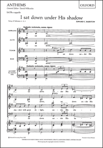 Bairstow: I Sat Down Under His Shadow: Vocal SATB (OUP)