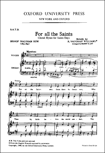 Vaughan Williams: For all the saints for SATB and organ or orchestra  (OUP DIGITAL)