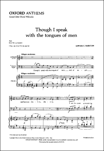 Bairstow: Though I speak with the tongues of men for SATB or SAB and organ (OUP DIGITAL)