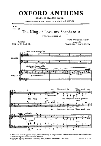 Bairstow: The King Of Love: Vocal SATB  (OUP) Digital Edition