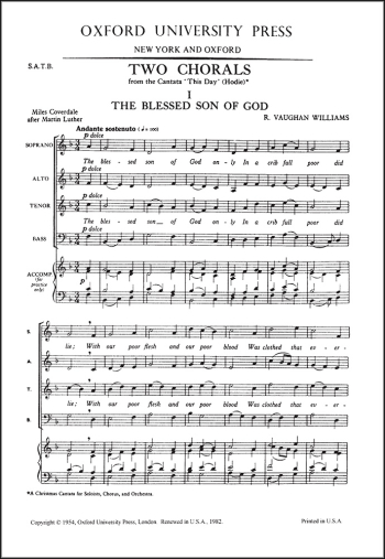 Vaughan Williams: Two Chorals from 'Hodie' for SATB unaccompanied (OUP DIGITAL)