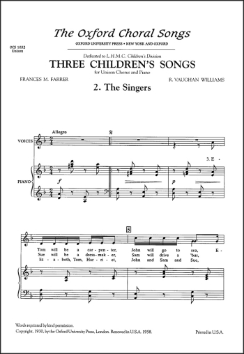 Vaughan Williams: The Singers for unison voices and piano (OUP DIGITAL)