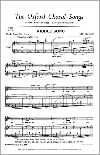 Rutter: Riddle Song for SATB and piano or orchestra (OUP DIGITAL)