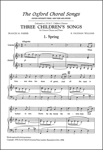 Vaughan Williams: Spring for unison voices and piano (OUP DIGITAL)