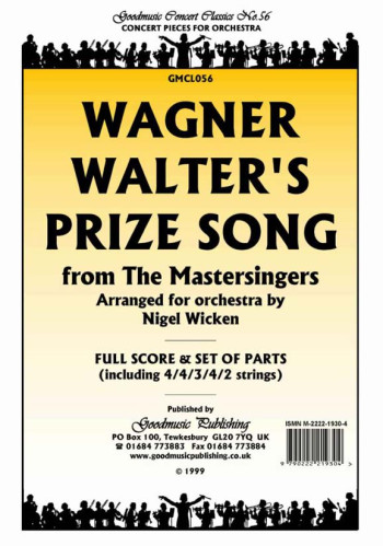 Walters Prize Song From The Mastersingers Orchestra Score And Parts