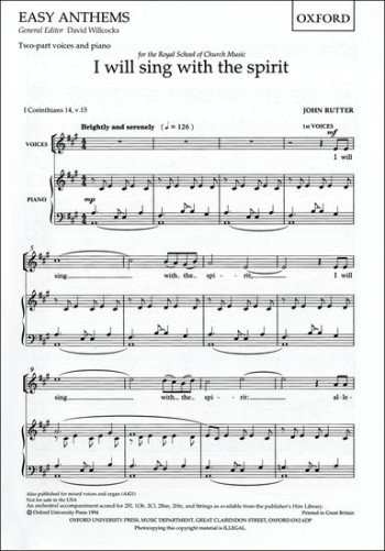 I Will Sing With The Spirit: Vocal 2Pt (OUP)