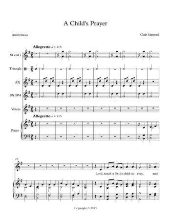 Childs Prayer A: Vocal: Unison