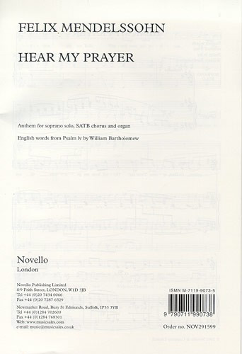 Hear My Prayer Vocal SATB (Novello)