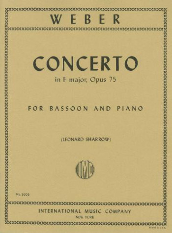Bassoon Concerto F Major Op.75: Bassoon & Piano (International)