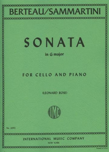 Sonata G Major Cello & Piano(formally Sammartini)  (International)