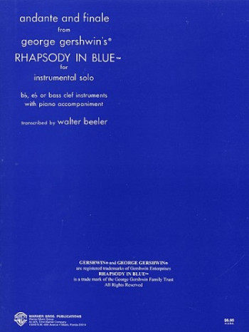 Andante And Finale From Rhapsody In Blue For  Eb Bb Or Bass Cleft Inst & Piano