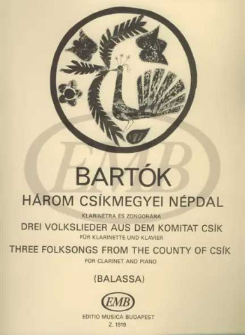 3 Folksongs From The County Of Csik: Clarinet & Piano