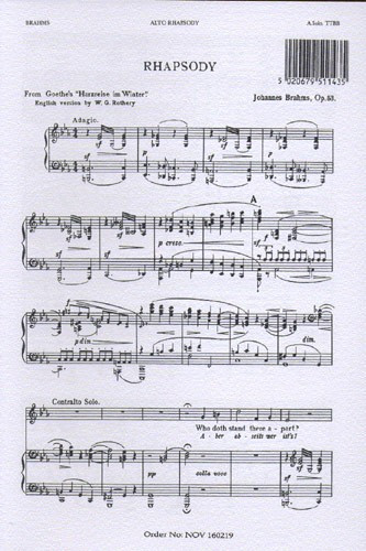 Alto Rhapsody Op53: Vocal TTBB (Novello)