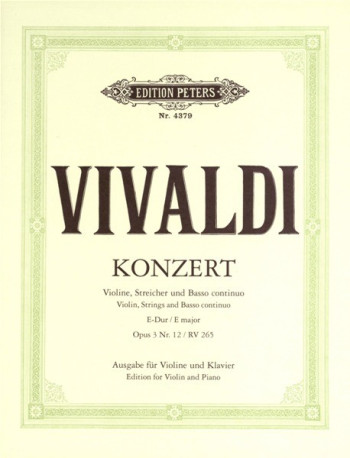 Concerto: E Major: Op3: 12: Violin and Piano (Peters)