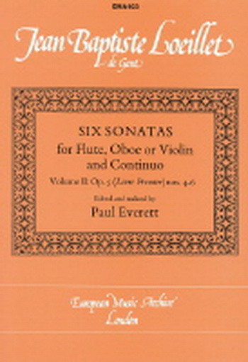 6 Sonatas Op.5: Vol 2: Flute Or Violin & Piano Edited By Paul Everett