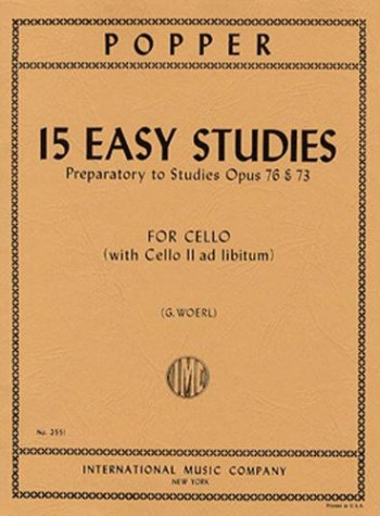 15 Easy Studies: Op 76 And 73:  Violoncello With Cello II (International)