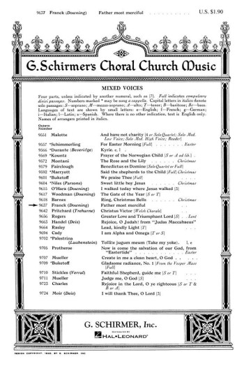 Panis Angelicus: Father Most Merciful: Vocal SATB & Piano