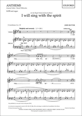 I Will Sing With The Spirit: Vocal SATB (OUP)