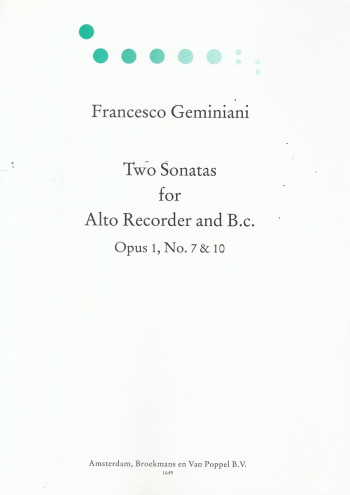 2 Sonatas Op.1 7&10 Alto (Treble) Recorder