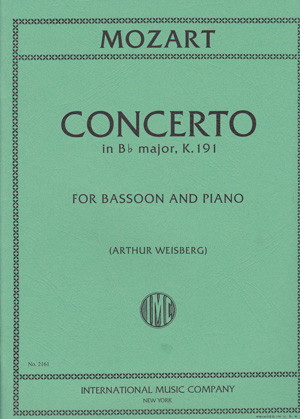Bassoon Concerto Bb Major: Kv191: Bassoon & Piano (International)