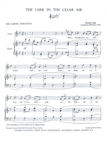 Lark In The Clear Air: Bb Vocal: High Solo Song