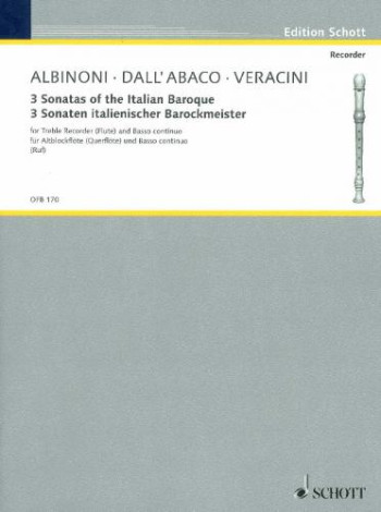3 Sonatas Of The Italian Baroque By Albinoni Dall Abaco and Veracini- Treble and Basson Continuo