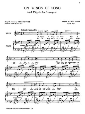 On Wings Of Song Op.34 Ab Vocal Solo